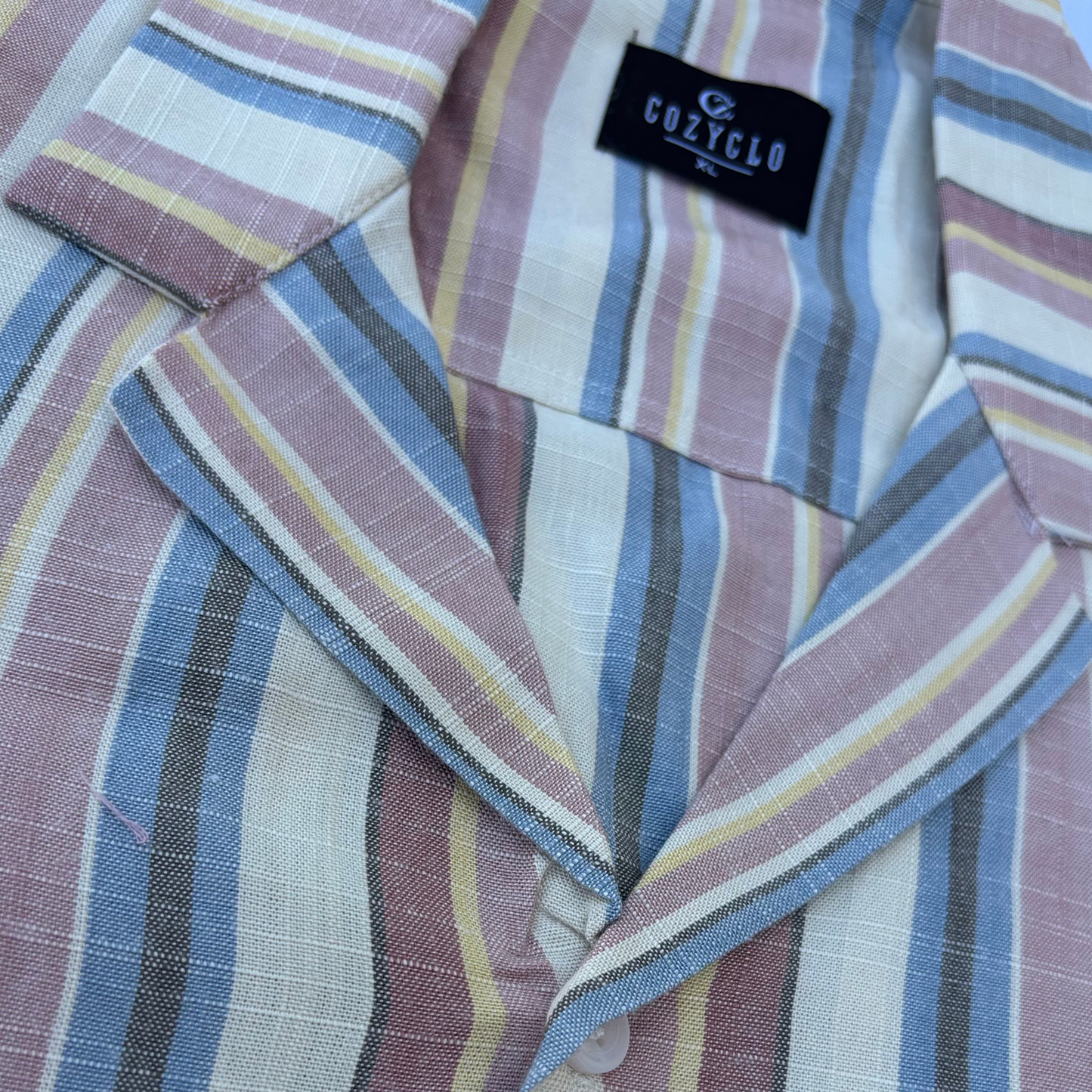 Linen Multistripe Cuban Collar Shirt