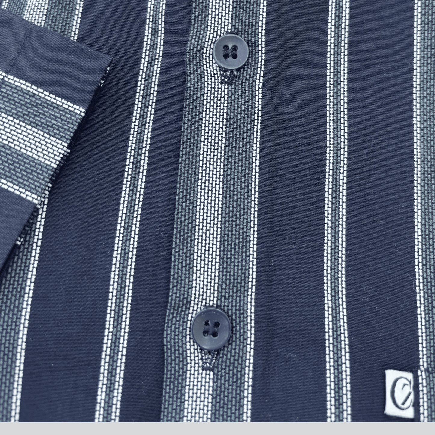 Navy with Grey & White Stripe Shirt