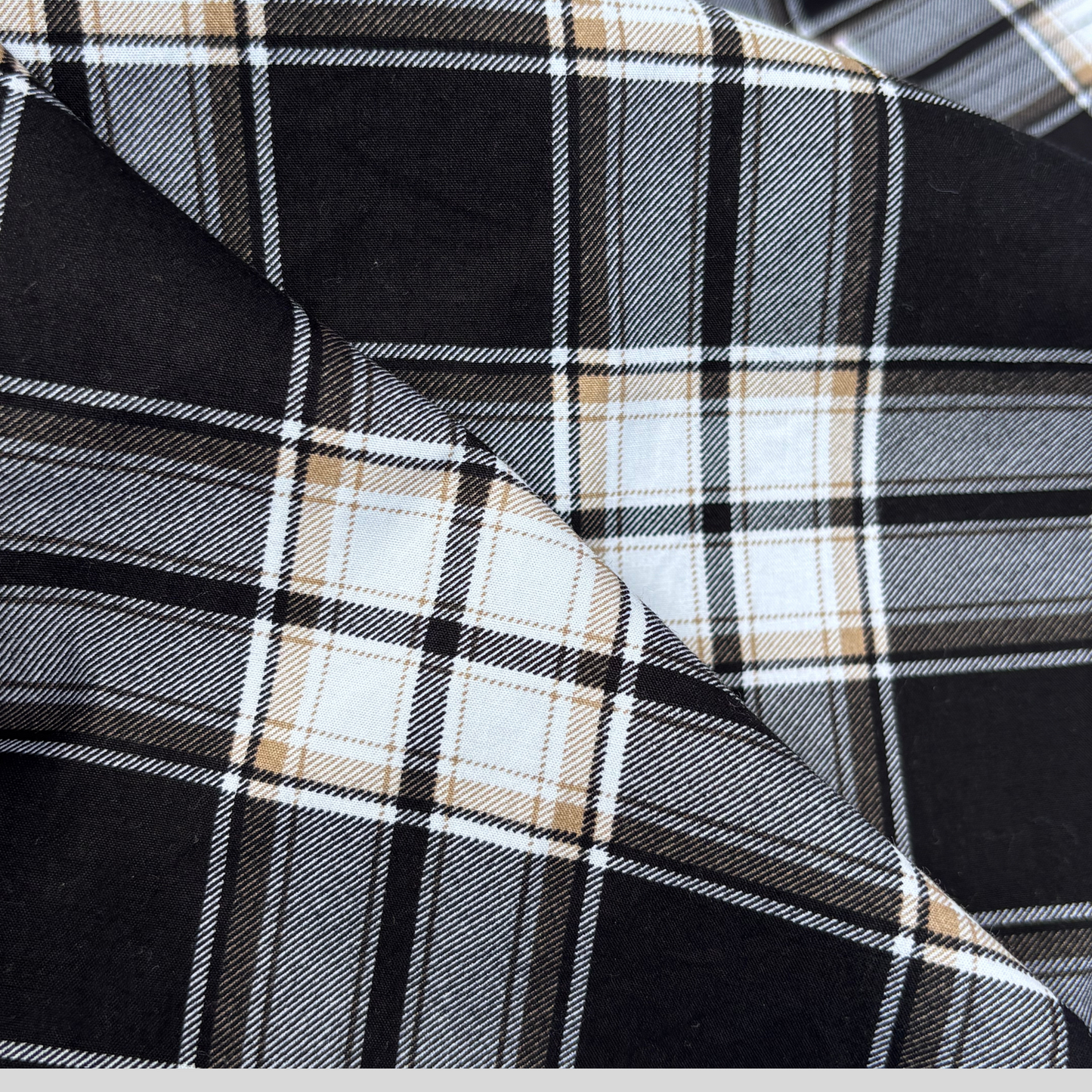 Black-White-Beige Checkered Shirt