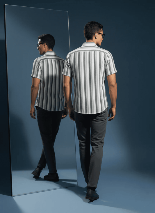 White Stripe With Taupe & Espresso Shirt