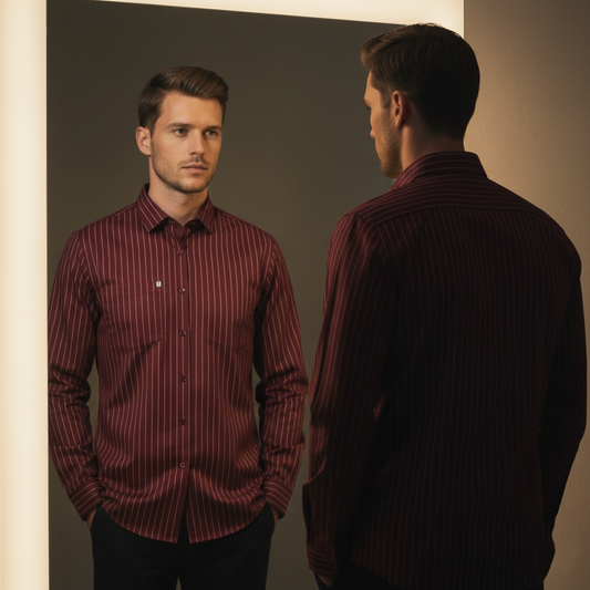 Maroon Wine Pinstripe Shirt