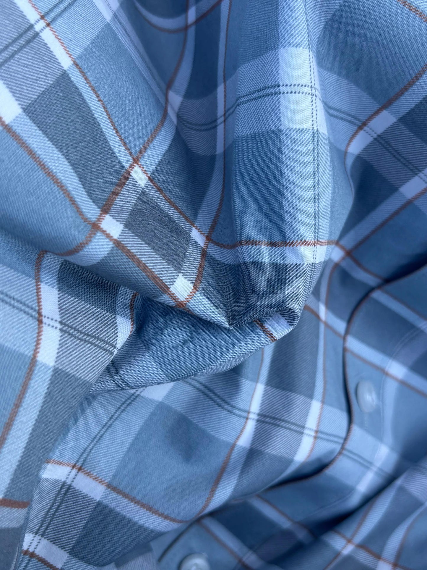 Light Blue-Grey Checkered Shirt with White-Brown-Darker Grey Checks