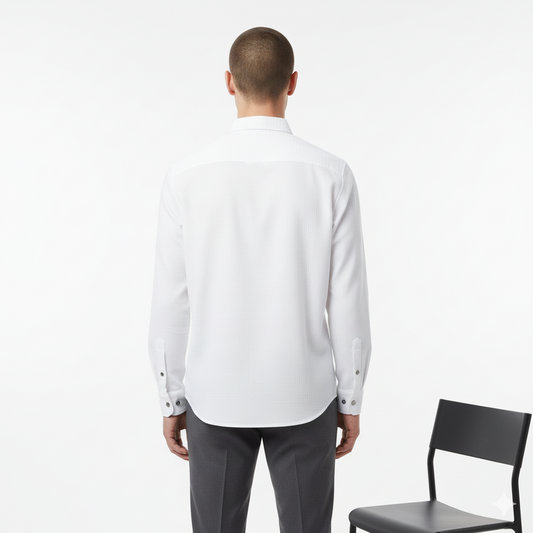 White Dual-Flap Cotton Shirt