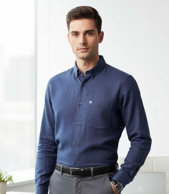 Linen-Slub Solid Shirt