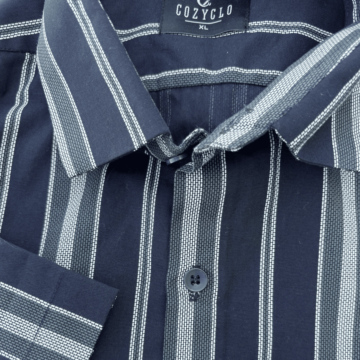 Navy with Grey & White Stripe Shirt