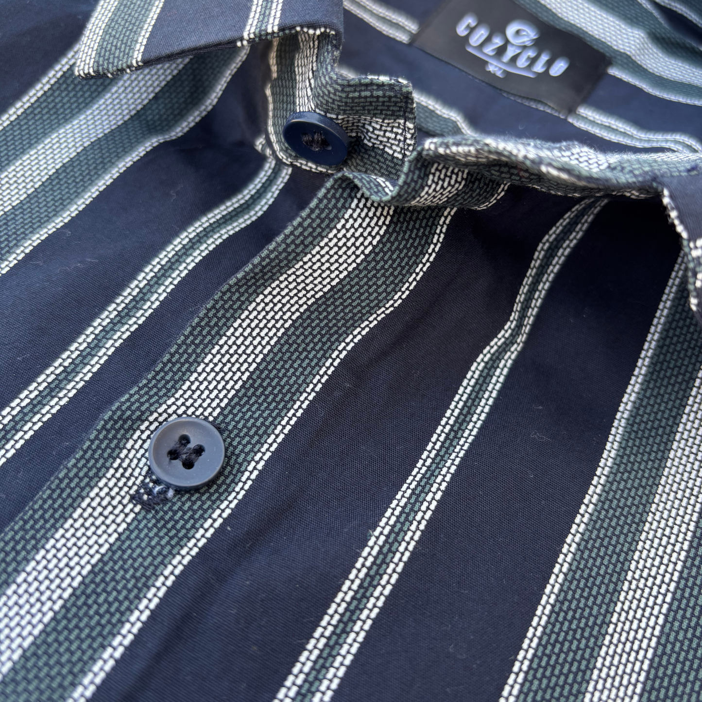 Navy with Grey & White Stripe Shirt