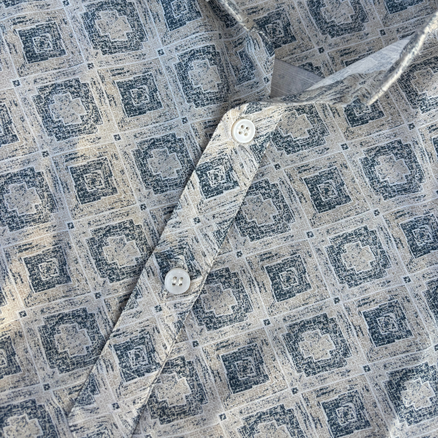 Cream-Beige with Blue Print