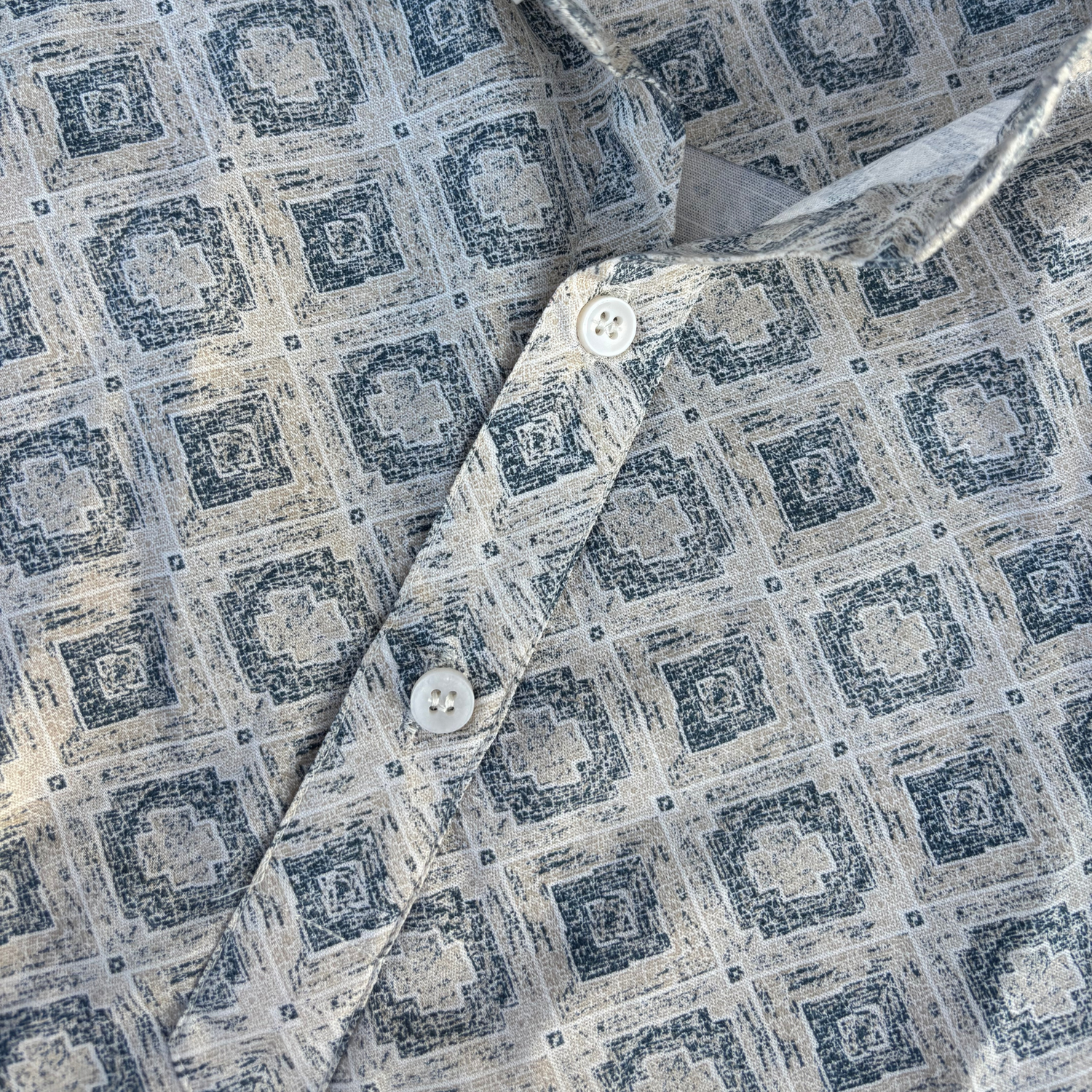 Cream-Beige with Blue Print