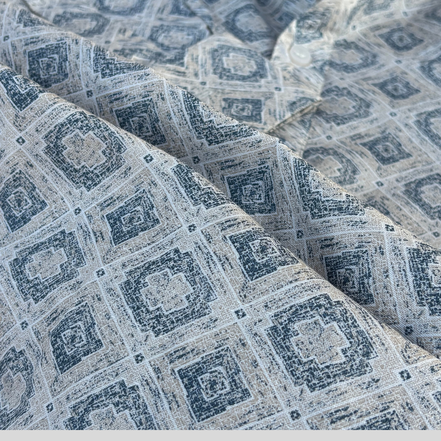 Cream-Beige with Blue Print