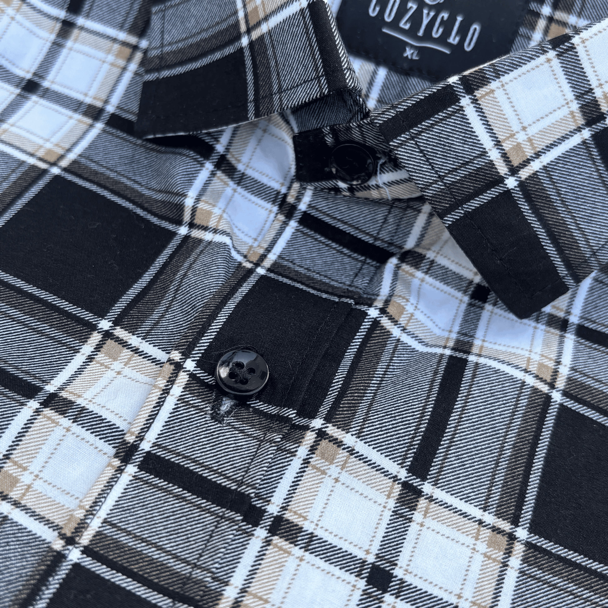 Black-White-Beige Checkered Shirt