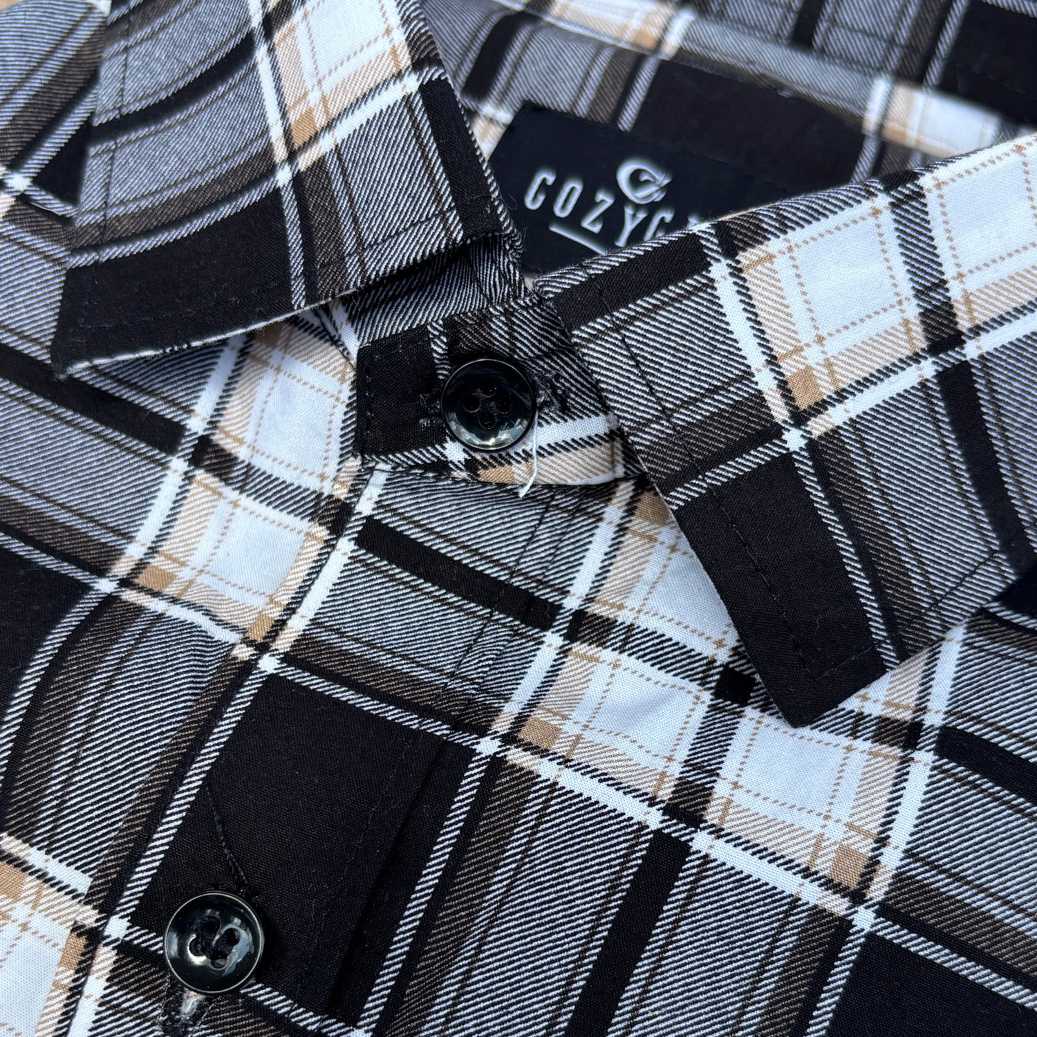 Black-White-Beige Checkered Shirt