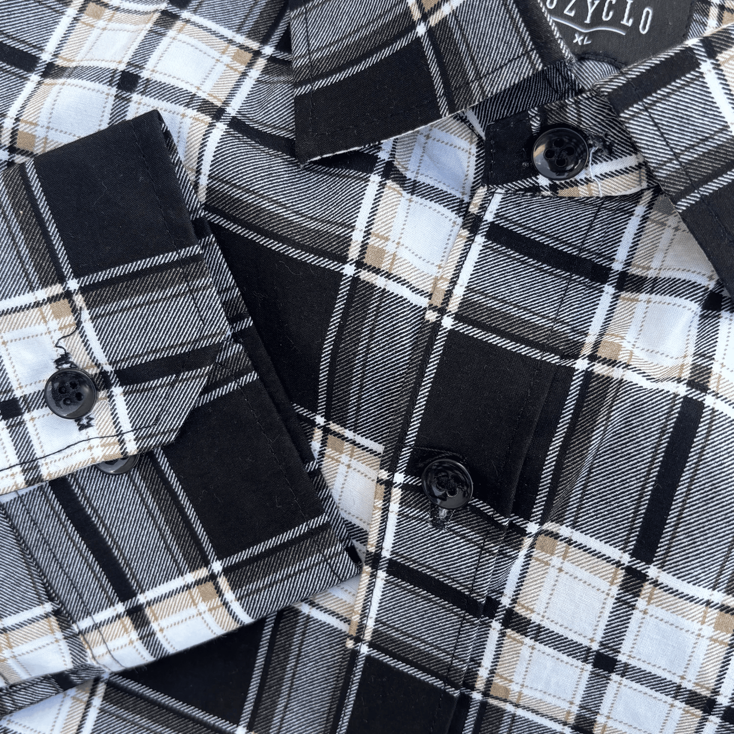 Black-White-Beige Checkered Shirt