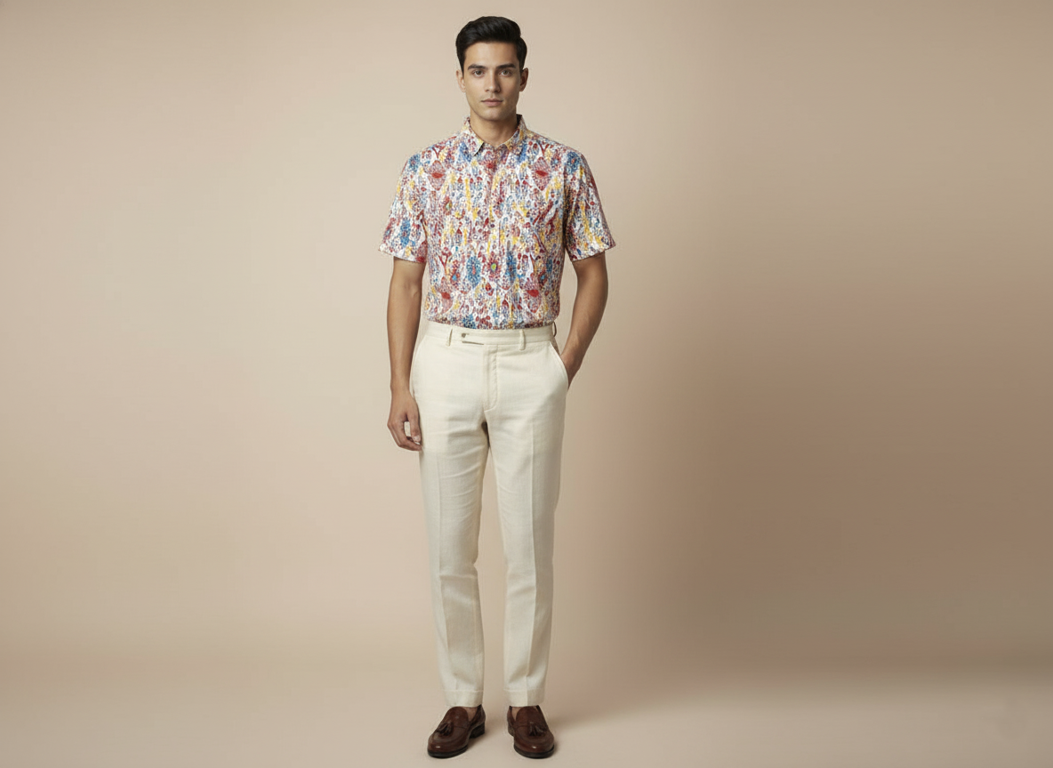 Multicolor Ikat Print Cotton Shirt