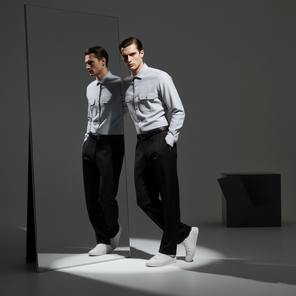 Grey Dual-Flap Cotton Shirt