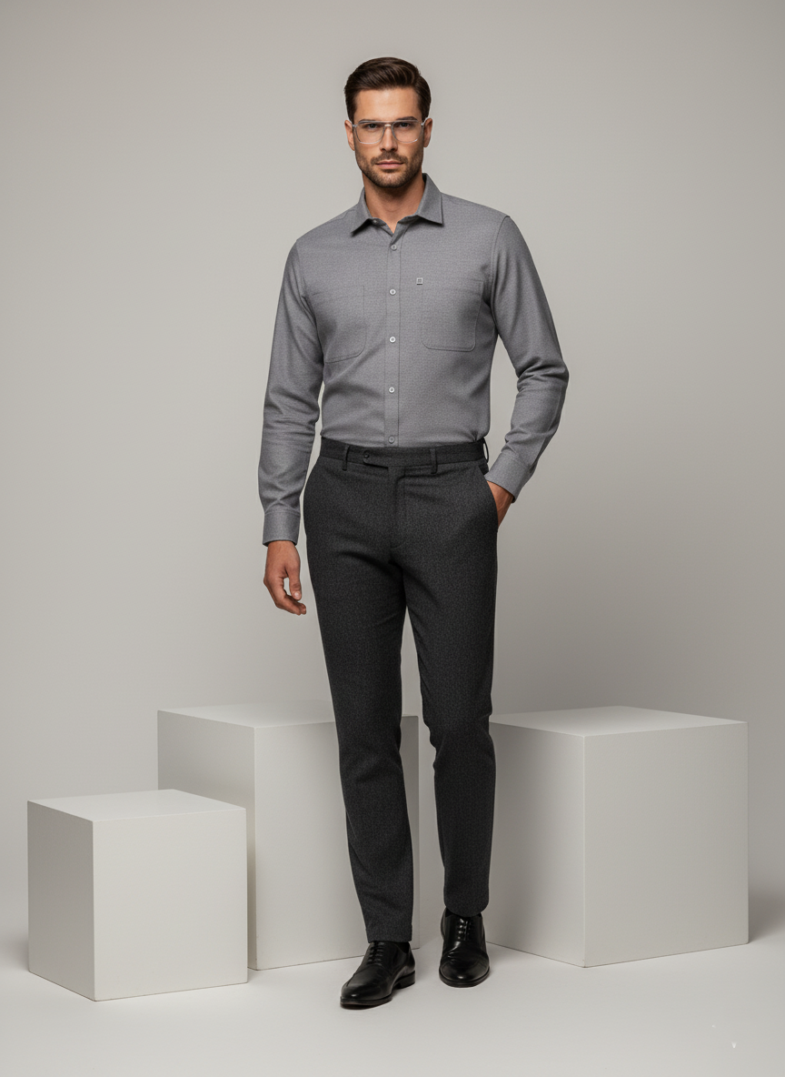 Taupe Grey Dual-Pocket Shirt