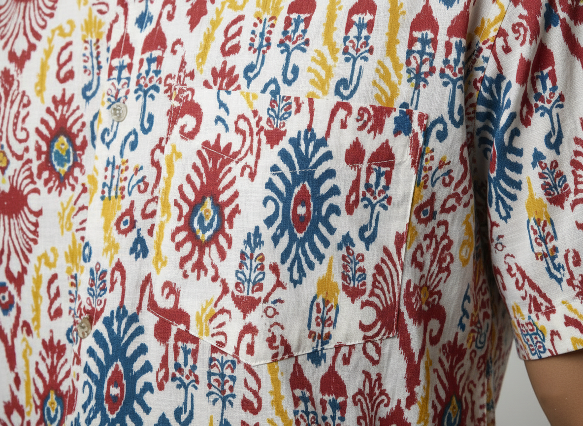 Multicolor Ikat Print Cotton Shirt