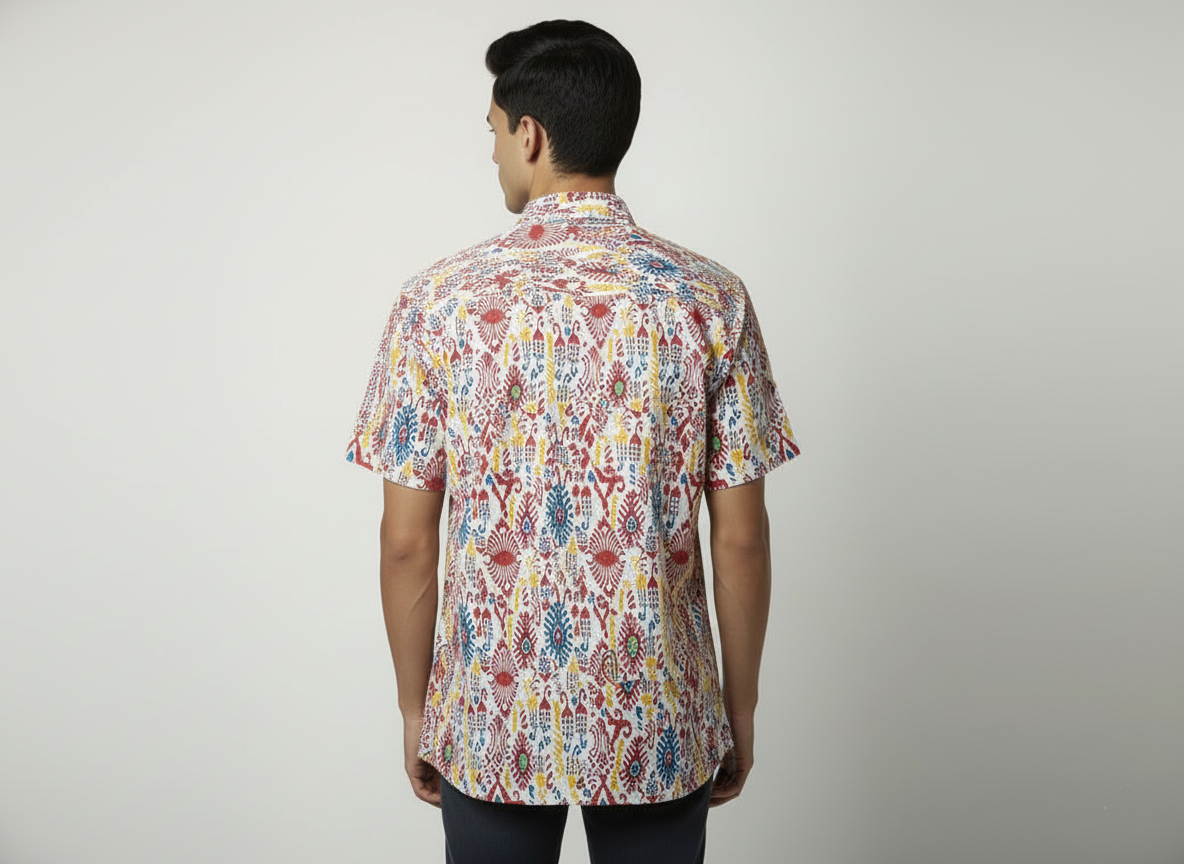 Multicolor Ikat Print Cotton Shirt