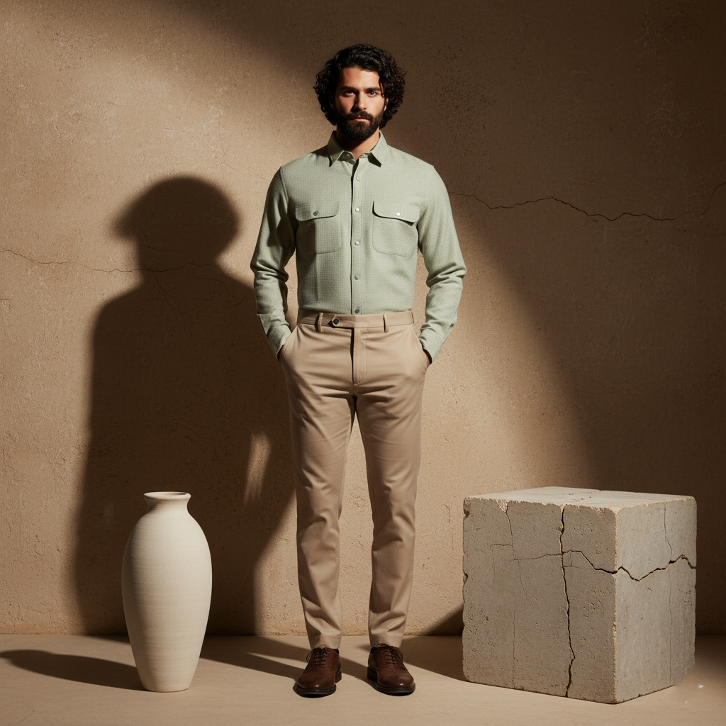 Pastel Green Dual-Flap Cotton Shirt