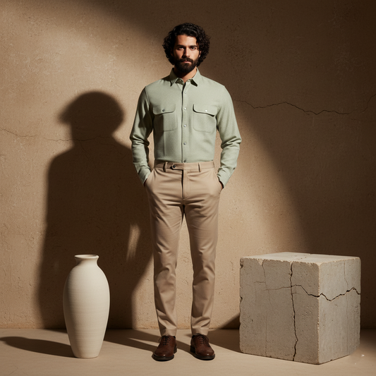 Pastel Green Dual-Flap Cotton Shirt