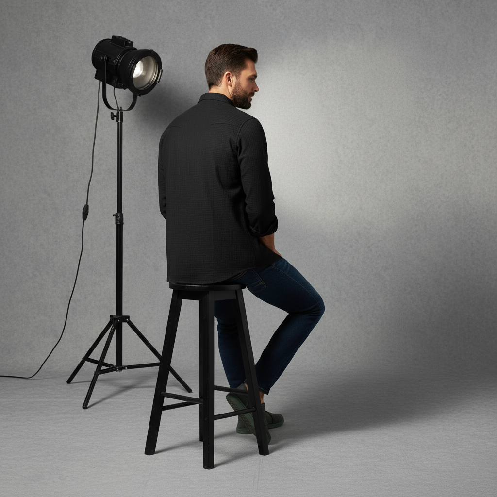 Black Dual-Flap Cotton Shirt