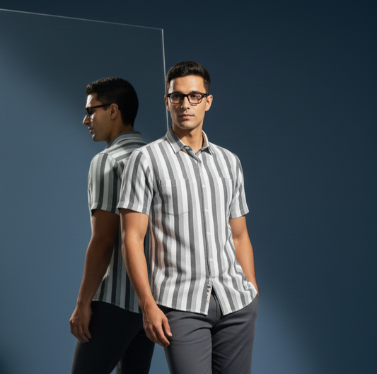 White Stripe With Taupe & Espresso Shirt