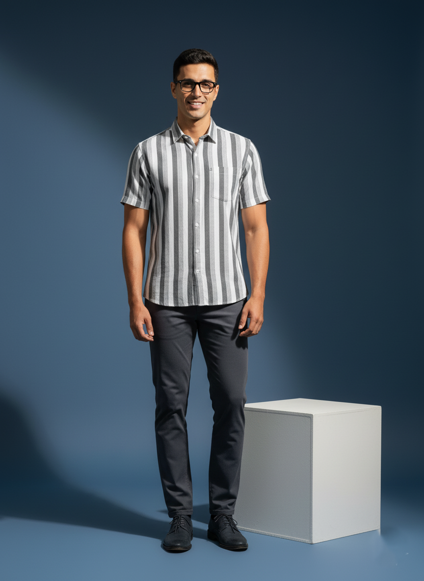 White Stripe With Taupe & Espresso Shirt