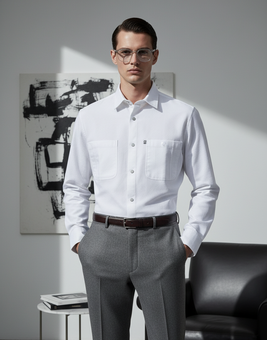 White Dual-Pocket Shirt