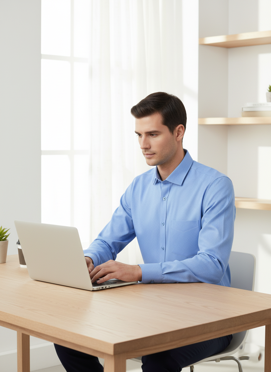 Blue Micro-Checks Shirt