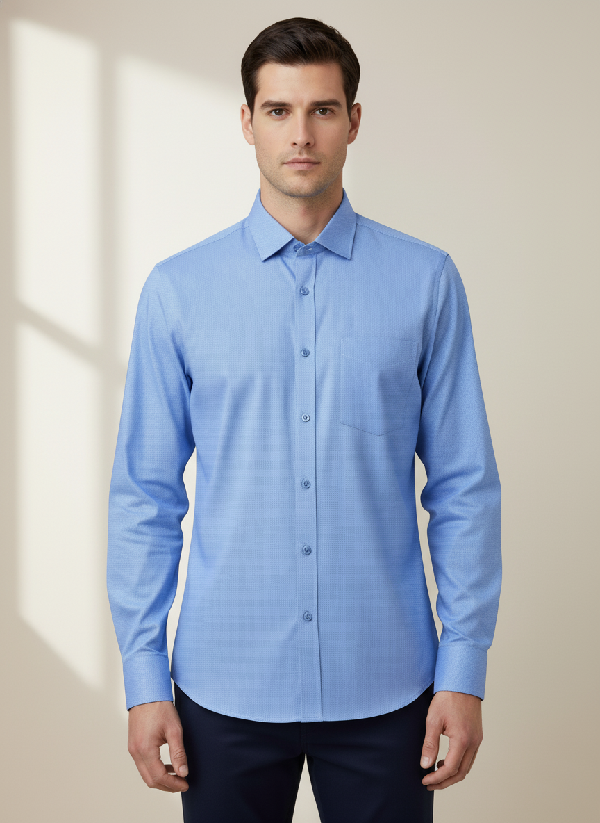 Blue Micro-Checks Shirt