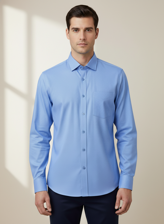 Blue Micro-Checks Shirt