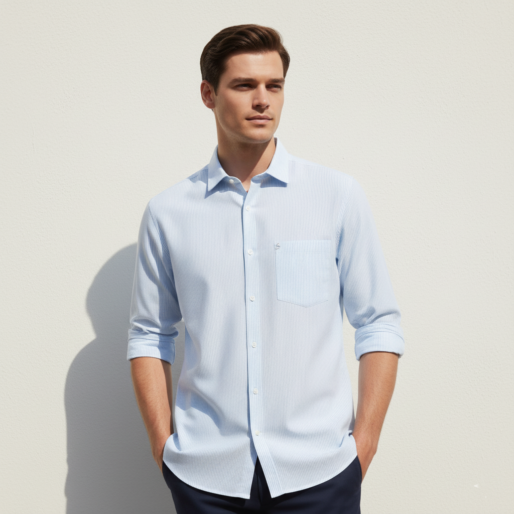 Sky Blue Thin-Stripe Shirt