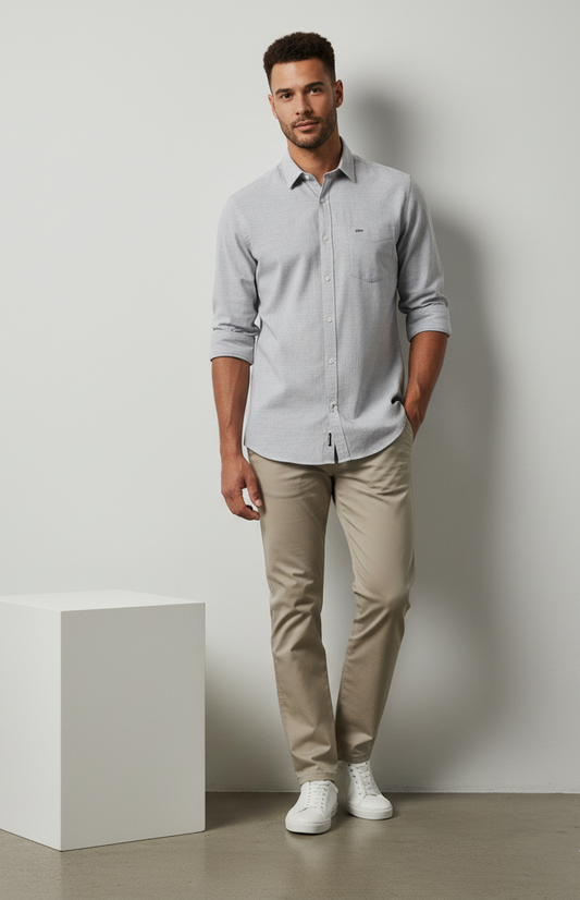 Grey Micro-Checks Shirt