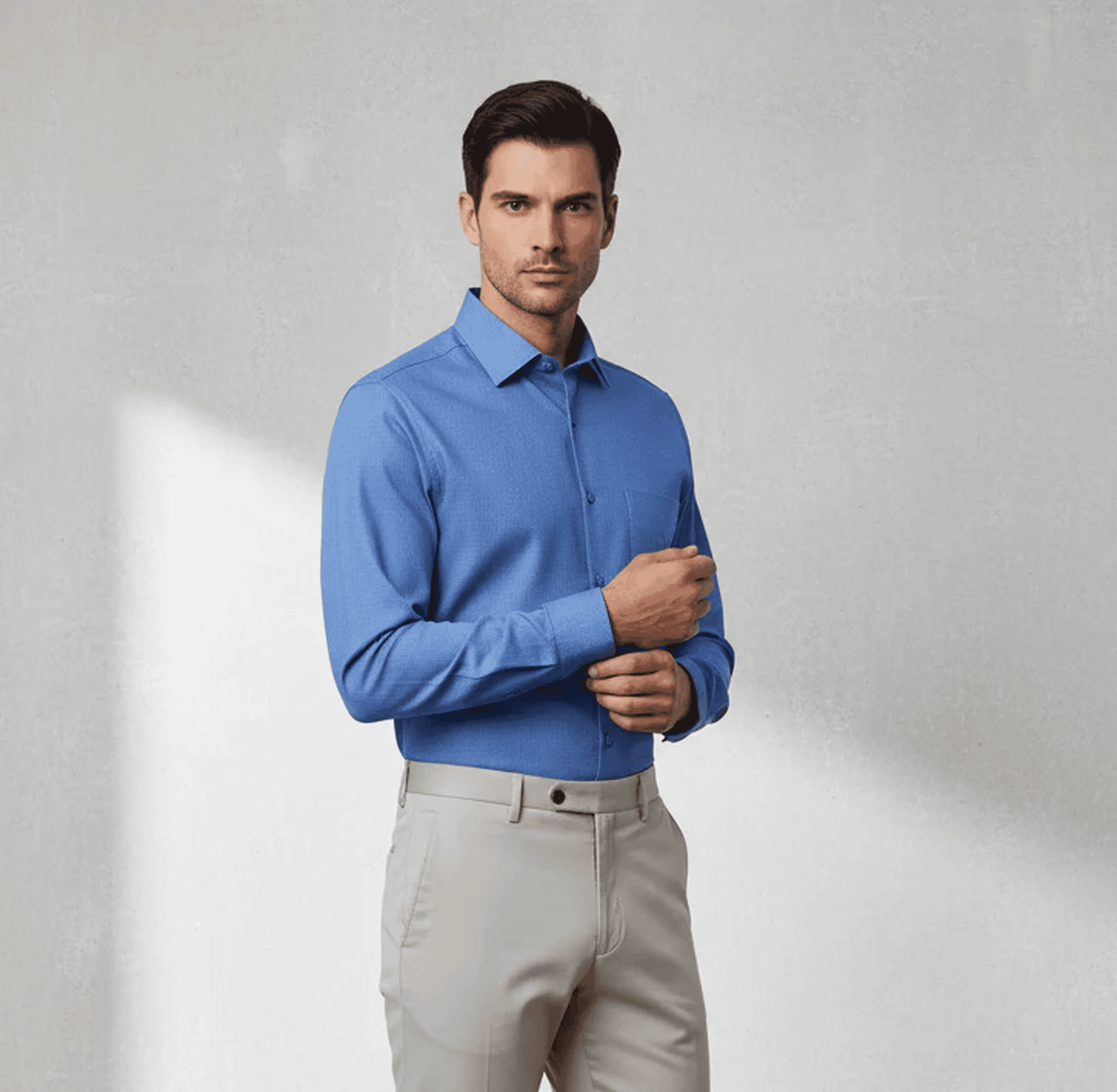 Navy Blue Micro-Checks Shirt