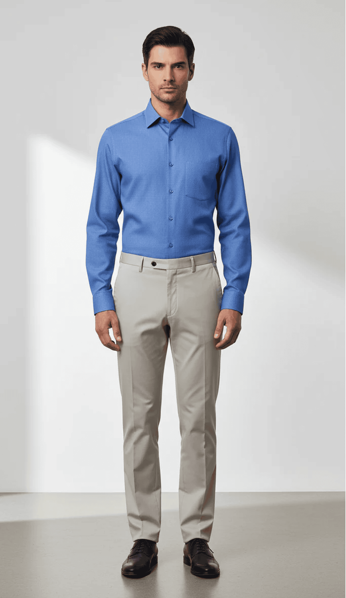 Navy Blue Micro-Checks Shirt