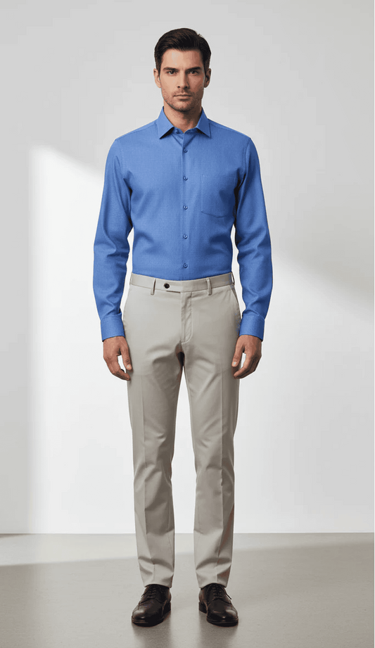 Navy Blue Micro-Checks Shirt