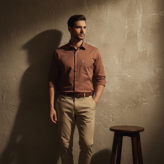Warm Brown Classic Linen-Cotton Shirt