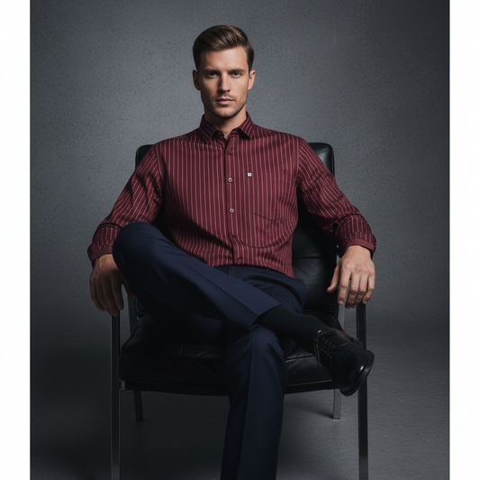 Maroon Wine Pinstripe Shirt