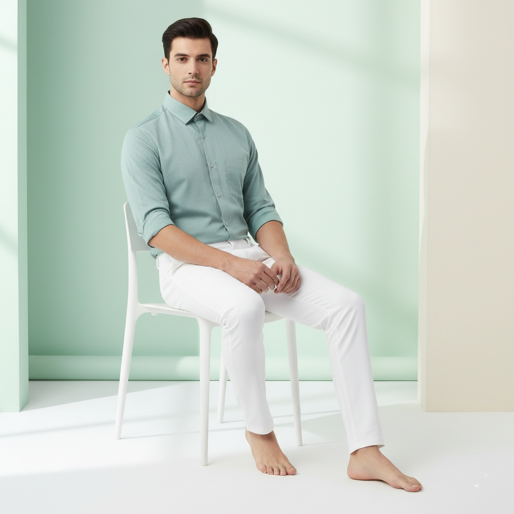 Mint Green Classic Linen-Cotton Shirt