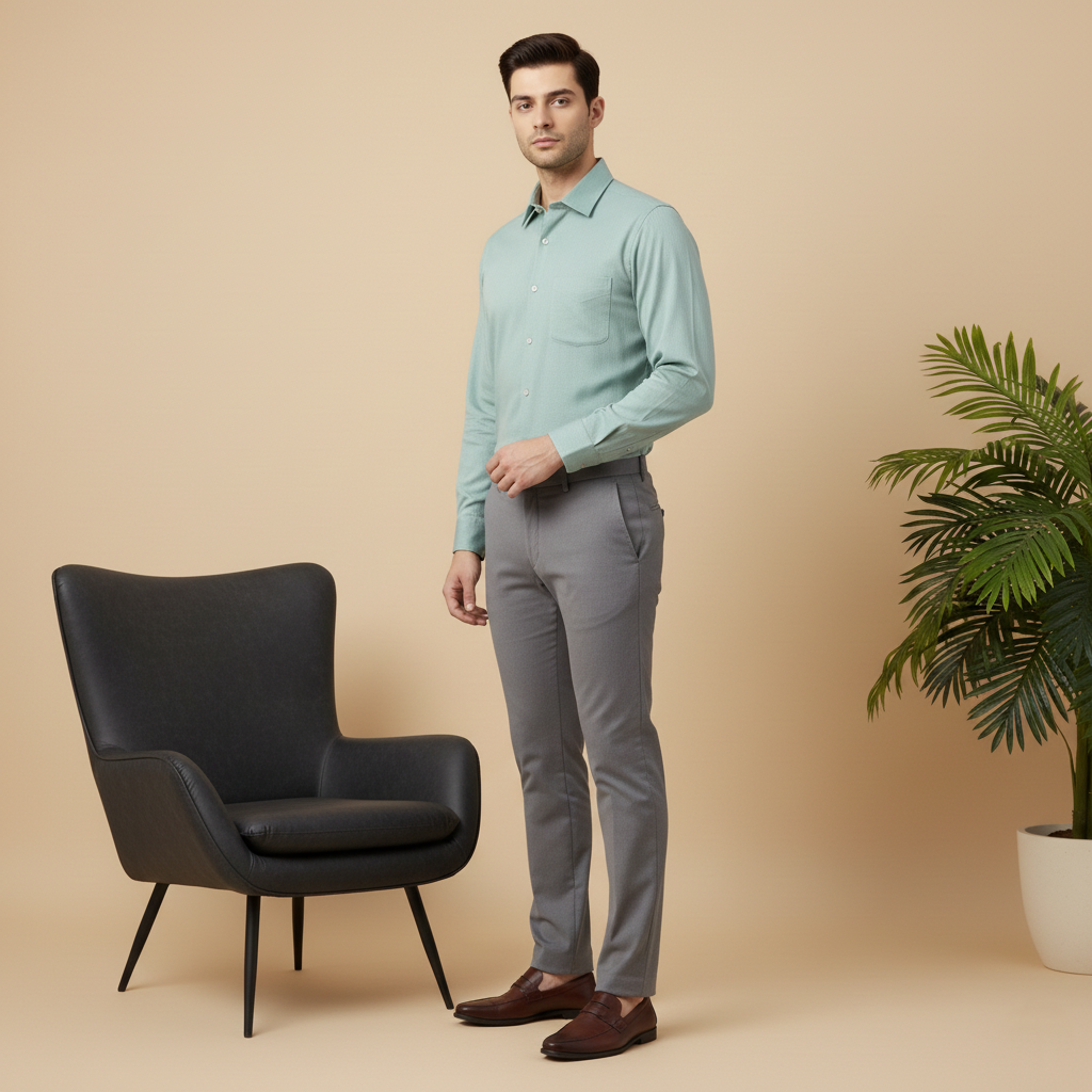 Mint Green Classic Linen-Cotton Shirt