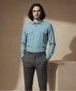Teal Blue Dual-Flap Cotton Shirt