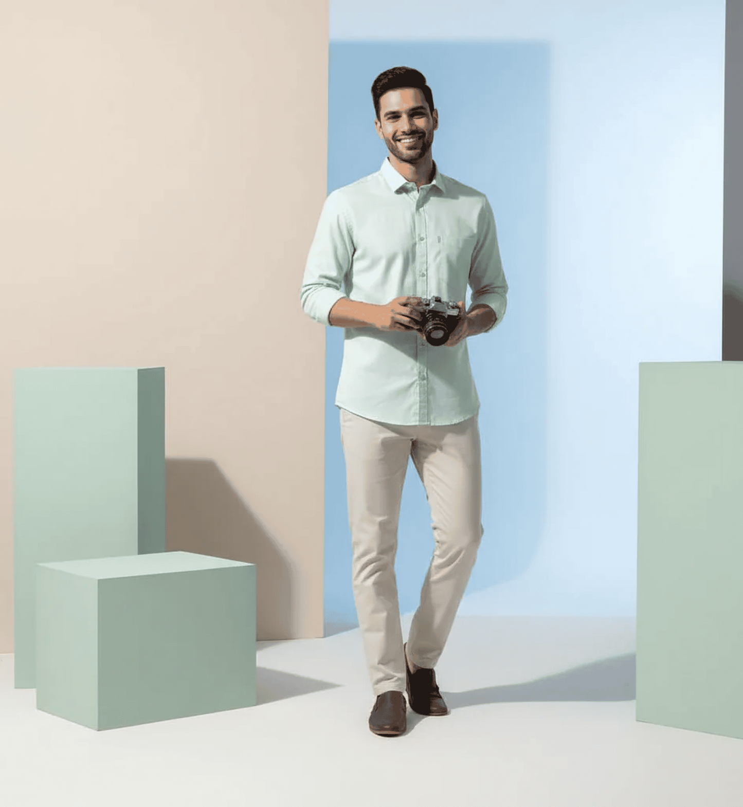 Green Micro-Checks Shirt