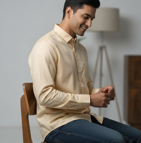 Yellow Micro-Checks Shirt