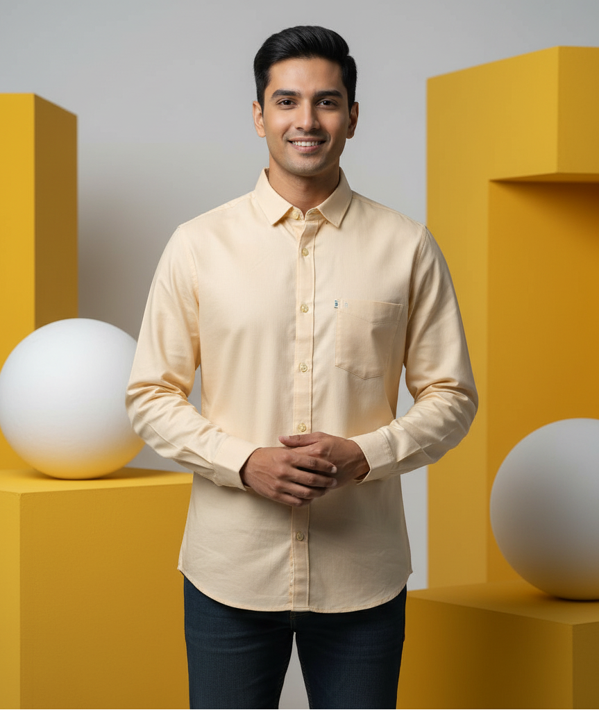 Yellow Micro-Checks Shirt