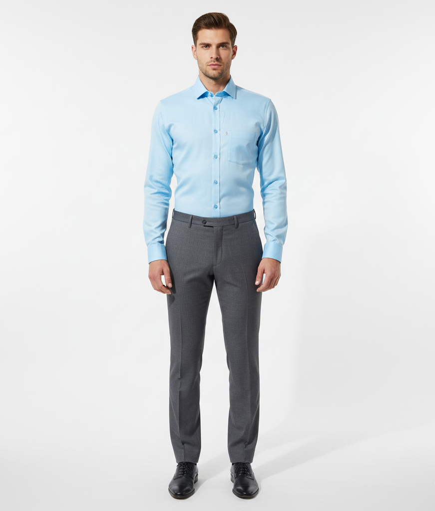 Sky Blue Micro-Checks Shirt