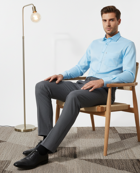 Sky Blue Micro-Checks Shirt