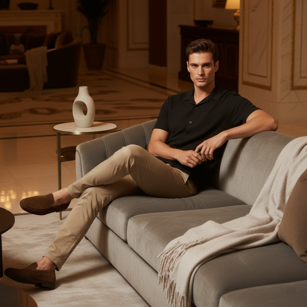 Black Cuban Collar Shirt