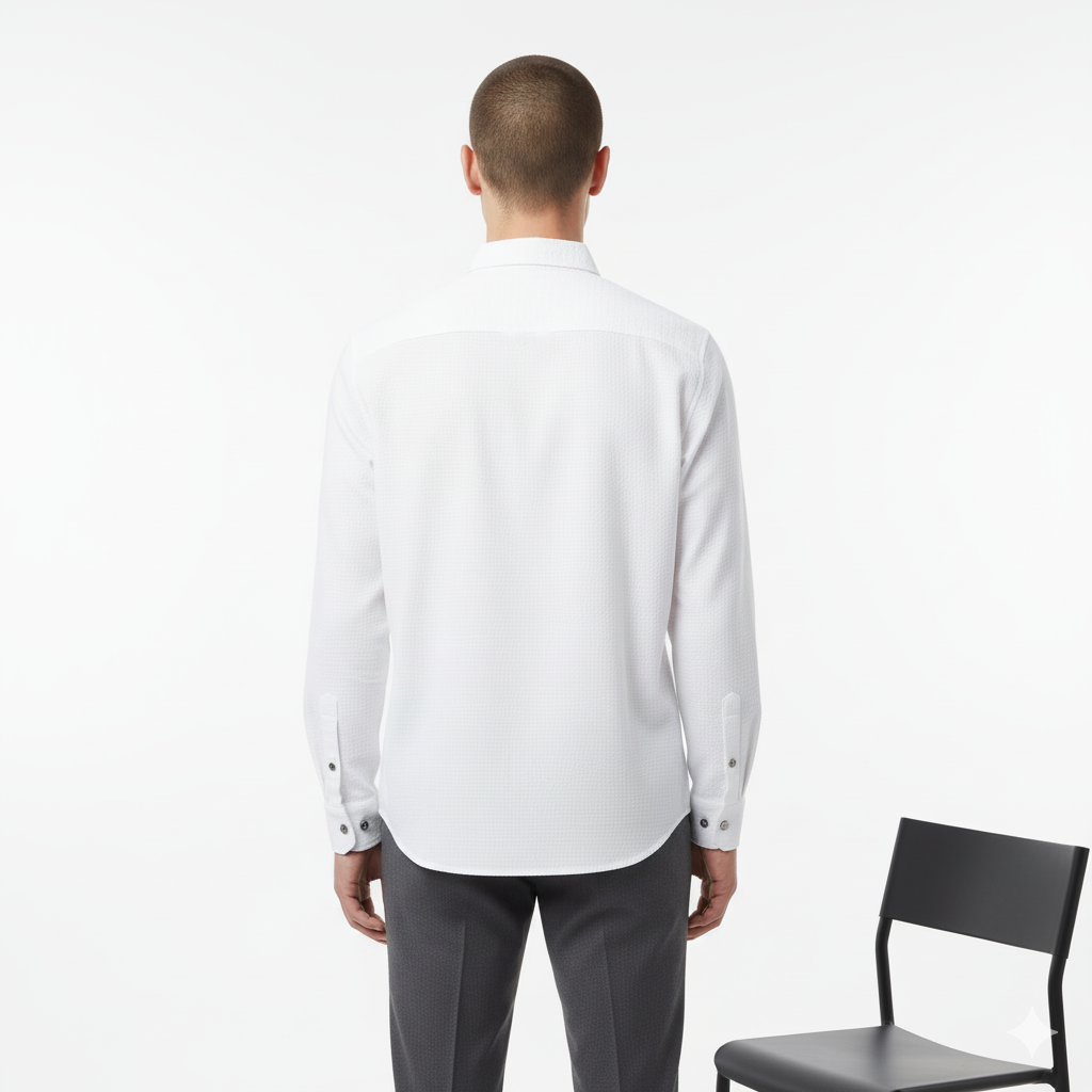 White Dual-Flap Cotton Shirt